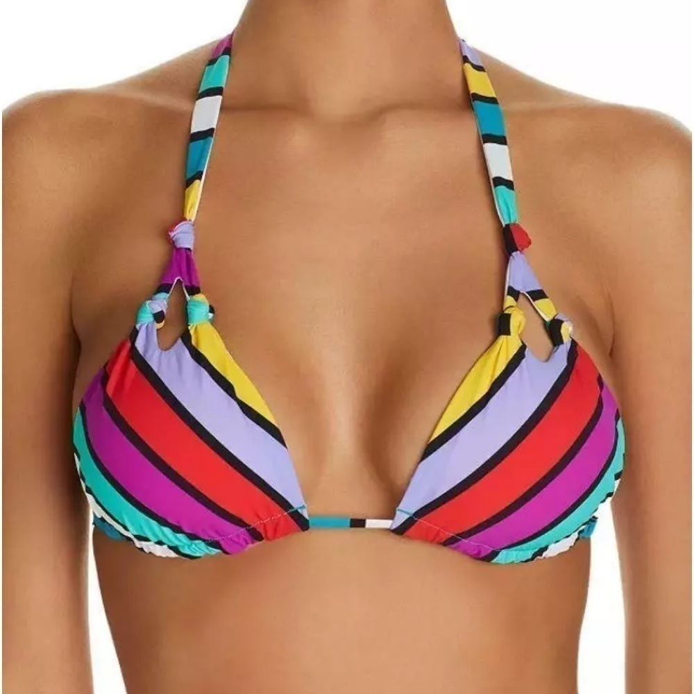 Red Carter Striped Bikini Top Size XS NEW!